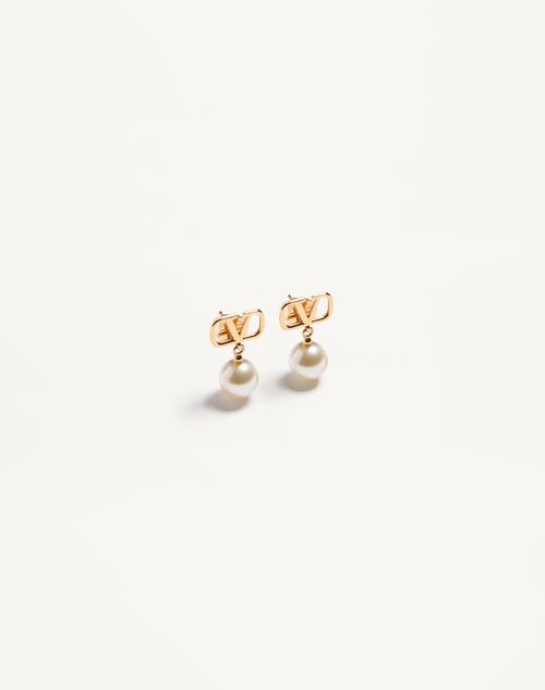 Valentino Garavani - Vlogo Signature Earrings With Swarovski® Pearls - Gold/cream - Woman - Accessories