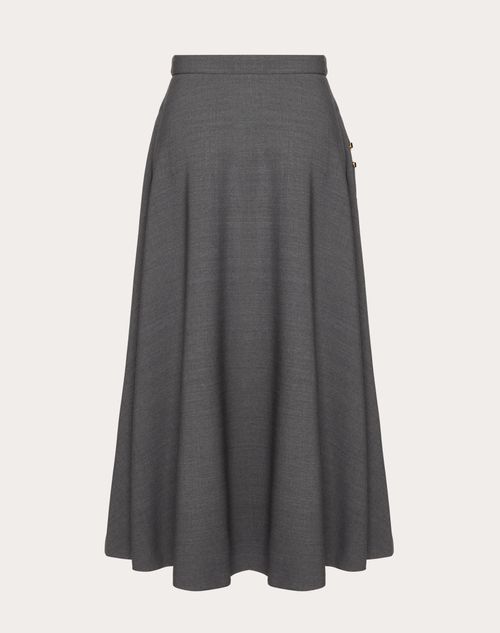 Valentino - Active Gabardine Midi Skirt - Grey - Woman - Skirts