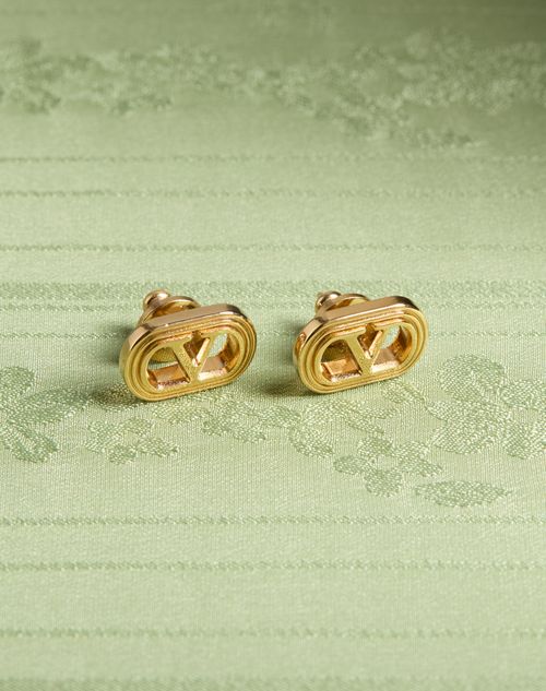 Valentino Garavani - Valentino Ovalette Metal Earrings - Gold - Man - Jewelry
