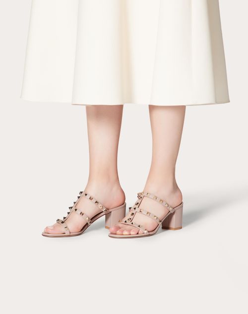 Rockstud Calfskin Leather Slide Sandal 60 Mm for Woman in Black | Valentino  PH