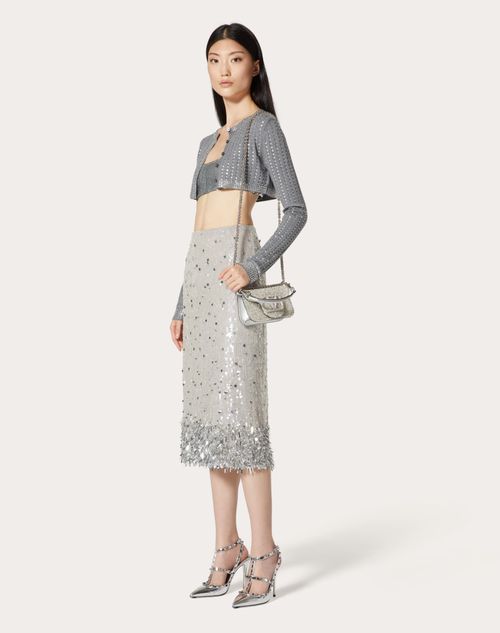 Valentino - Wool And Rhinestone Cardigan - Grey - Woman - Knitwear