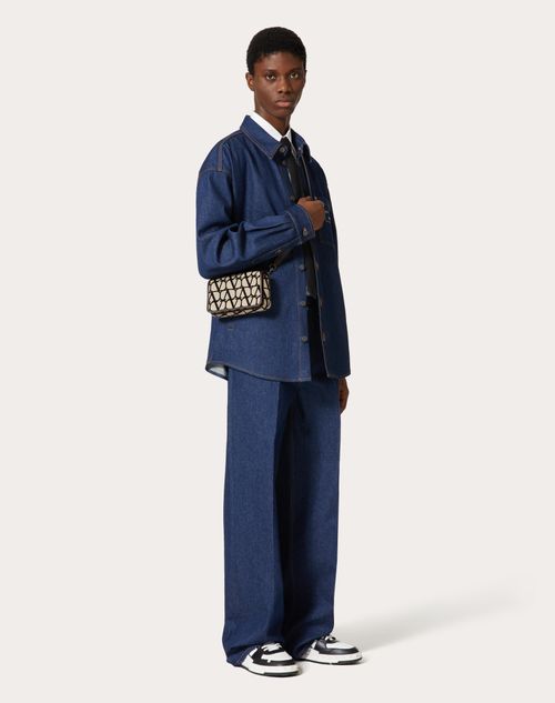 Valentino Garavani - Toile Iconographe Shoulder Strap Pouch With Leather Details - Beige/black - Man - Bags