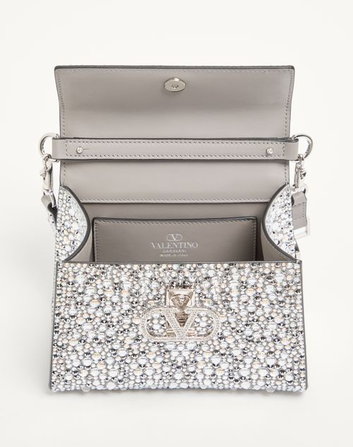 Valentino Garavani - Vsling Mini Handbag With Sparkling Embroidery - Silver/crystal - Woman - Top Handle Bags