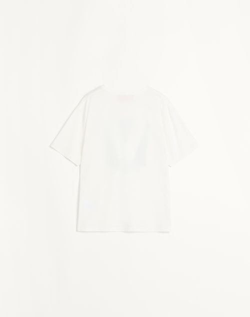 Valentino - Jersey Cotton T-shirt With Chez Valentino Print - Ivory - Woman - T-shirts And Sweatshirts