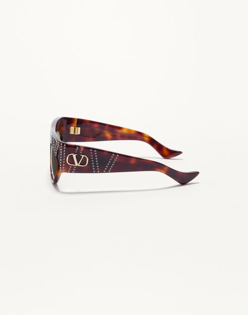 Valentino - Geometric Acetate Eyewear - Havana/green - Unisex - Eyewear