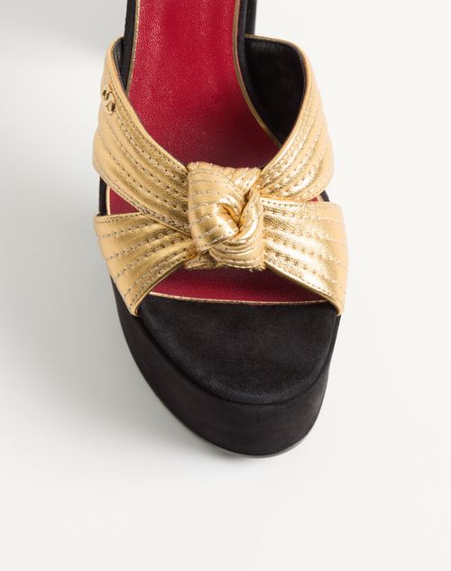 Valentino Garavani - Crasher Suede Platform Sandal 125mm - Black/gold - Woman - Sandals