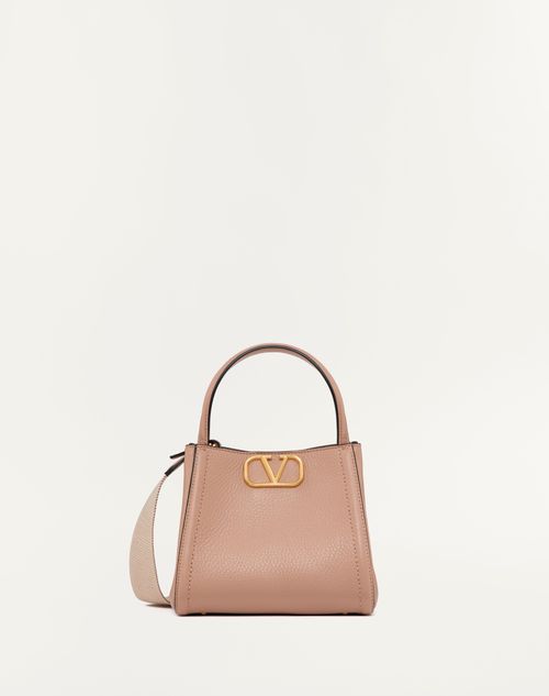 Valentino Garavani - Bolso De Mano Pequeño Valentino Garavani Alltime De Cuero De Becerro Granulado - Rose Cannelle - Mujer - Bolsos Con Asa Superior