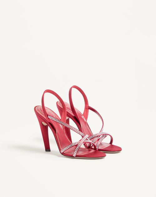 Valentino Garavani - Dans Le Foyer Satin Sandal With Crystals 105mm - Rosso Valentino - Woman - Sandals