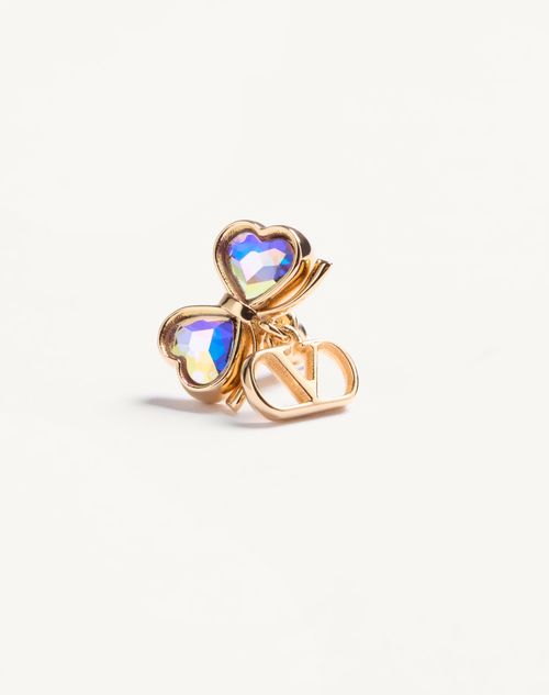 Valentino Garavani - Boucles D'oreilles Valentino Vlogo Floc En Métal Et Cristaux - Or/multicolore - Femme - Bijoux Et Montres