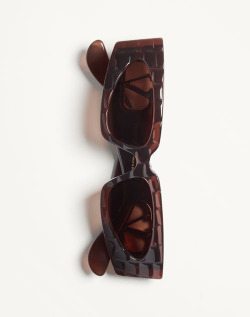 Valentino - Lunettes Rectangulaires En Acétate - Marron - Femme - Lunettes De Soleil