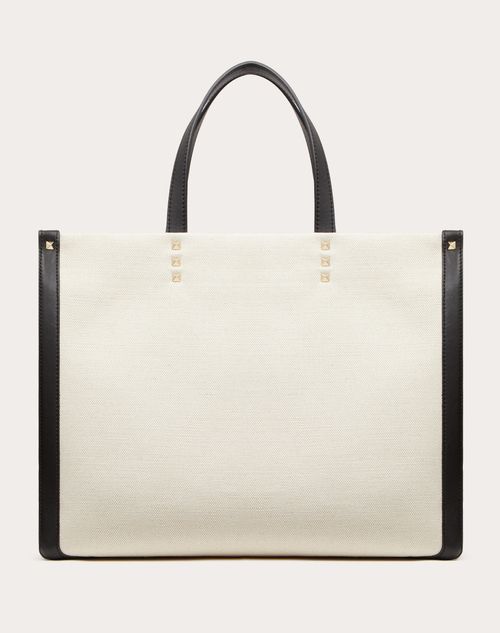 Valentino Vltn Grande Plage Medium Canvas & Leather Tote