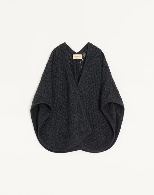 Valentino Garavani - Poncho De Lana Y Mohair - Antracita - Mujer - Accesorios Suaves
