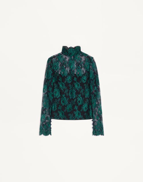 Valentino - Lace Top - Marine/emerald - Woman - Shirts & Tops