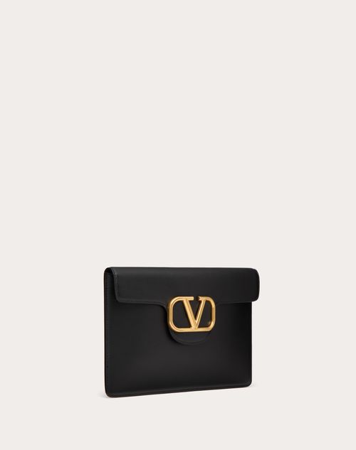 Valentino Garavani Loco Calfskin Clutch Bag for Woman in Black Valentino OM