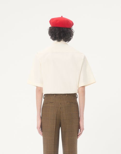 Valentino - インレイv & Vロゴパッチ コットンポプリン ボウリングシャツ - アイボリー/ブラック - メンズ - シャツ