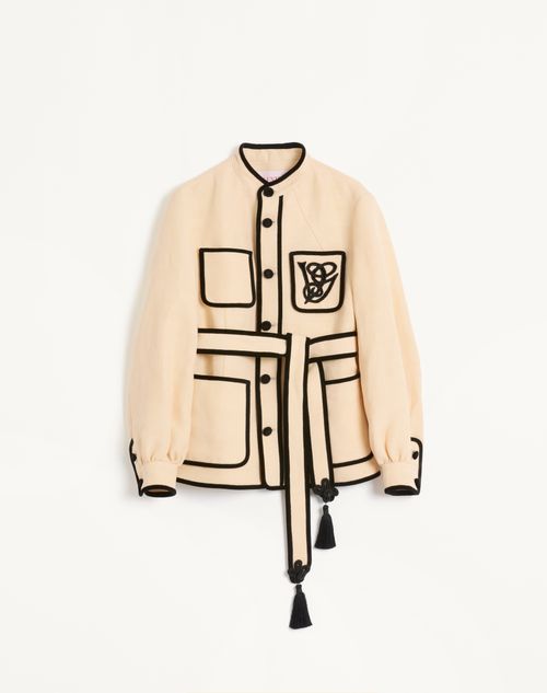 Valentino - Silk And Jute Canvas Jacket With Vg Embroidery - Butter - Man - Man Ready To Wear Sale