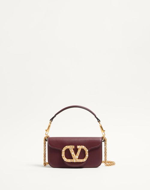 Valentino Garavani - Valentino Garavani Locò Small Shoulder Bag In Calfskin With Jewel Logo - Rosewood - Woman - Loco - Bags