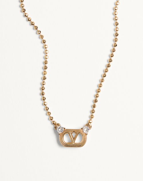 Valentino Garavani - Ovalette Necklace In Metal And Swarovski® Crystals - Gold/crystal - Woman - Jewellery