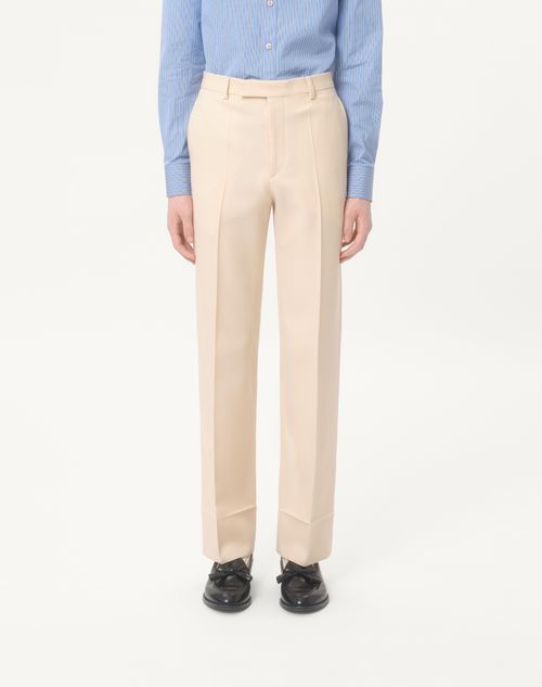 Wool Gabardine Pants for Man in Cream | Valentino AD