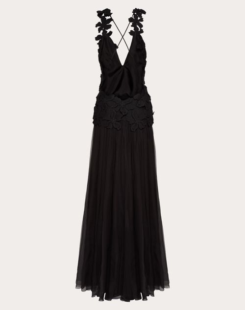 Valentino - Embroidered Crepe Couture Long Dress - Black - Woman - Ready To Wear