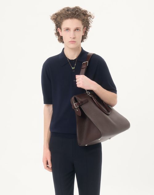 Valentino - Polo En Laine Valentino Avec Broderie Vlogo - Bleu Marine - Homme - Maille