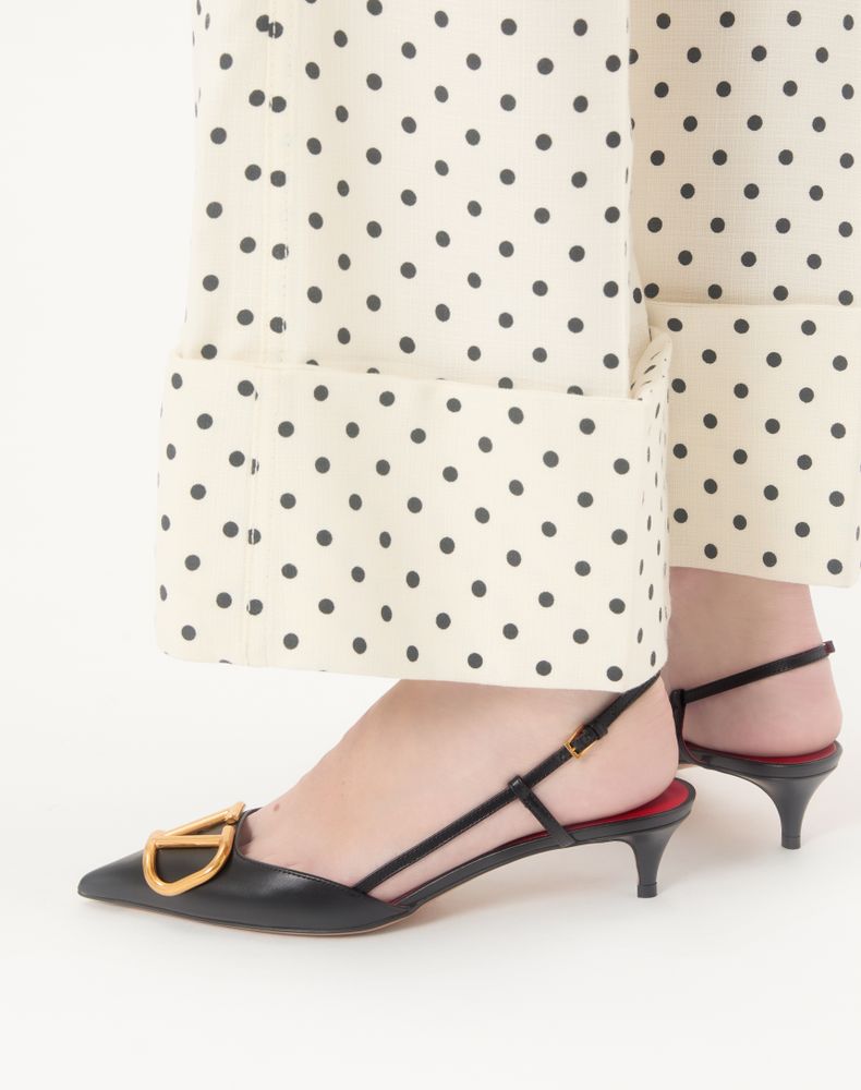 Valentino Garavani Vlogo Signature Calfskin Slingback Pump 40Mm Woman Black 36.5