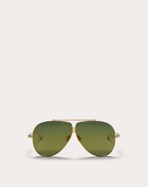 Valentino - Xvi - Pilot Titanium Stud Frame - Gold/gradient Green - Unisex - Eyewear