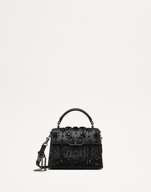 Valentino Garavani - Valentino Garavani Mini Vsling Embroidered Handbag - Black/ruthenium - Woman - Vsling - Bags