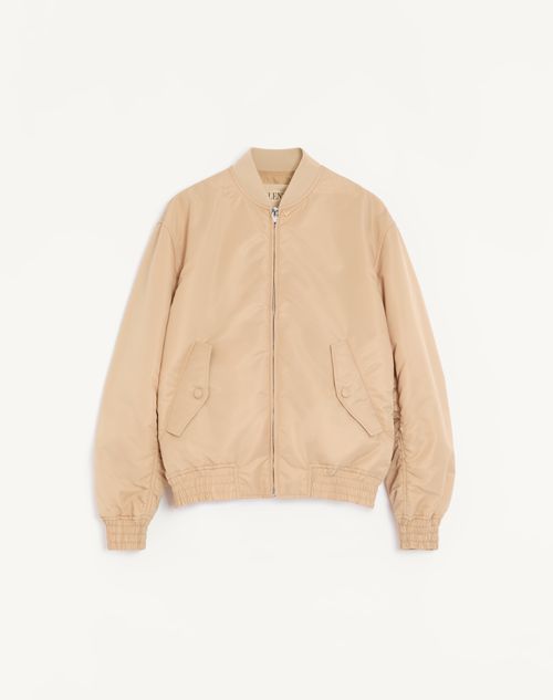 Valentino - Valentino Nylon Bomber Jacket With Vgold - Sand - Man - Outerwear