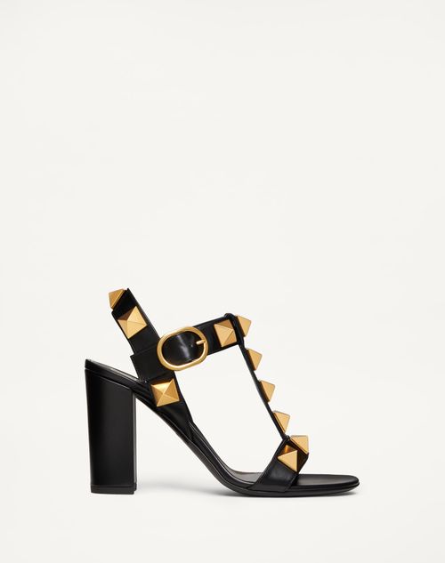 Valentino Garavani - Sandalias Roman Stud De Piel De Becerro Con Tacón De 90 mm - Negro - Mujer - Roman Stud Sandals - Shoes