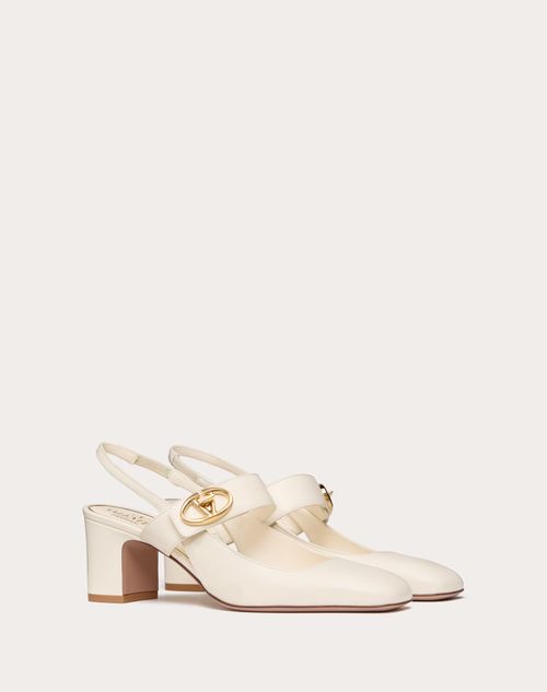 Valentino Garavani - Vlogo Locker Mary-jane Slingback Pumps In Calfskin 60mm - Ivory - Woman - Shoes