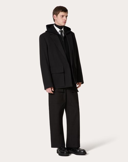 Valentino - Einreihige Jacke Aus Baumwoll-canvas - Schwarz - Mann - Kleidung