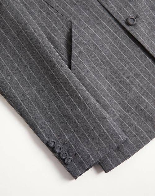 Valentino - Valentino Single-breasted Jacket In Pinstripe Wool - Grey - Man - Coats And Blazers