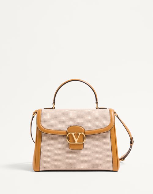 Valentino Garavani - Valentino Garavani 9to5 Canvas Handbag - Natural/tobacco - Woman - Top Handle Bags