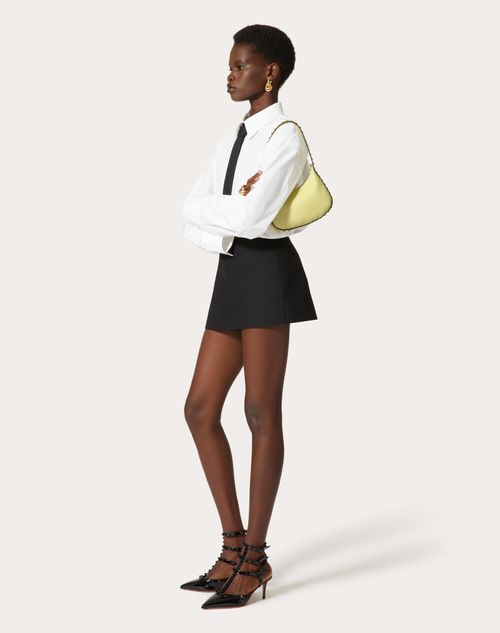 Valentino Garavani - Mini Rockstud Hobo Bag In Grainy Calfskin - Light Yellow - Woman - Shoulder Bags