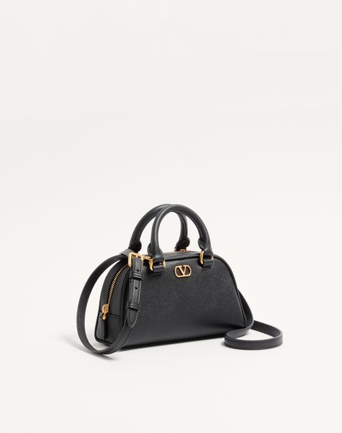 Valentino Garavani - Mini Vlogo Signature Bowling Bag In Grainy Calfskin - Black - Woman - Top Handle Bags