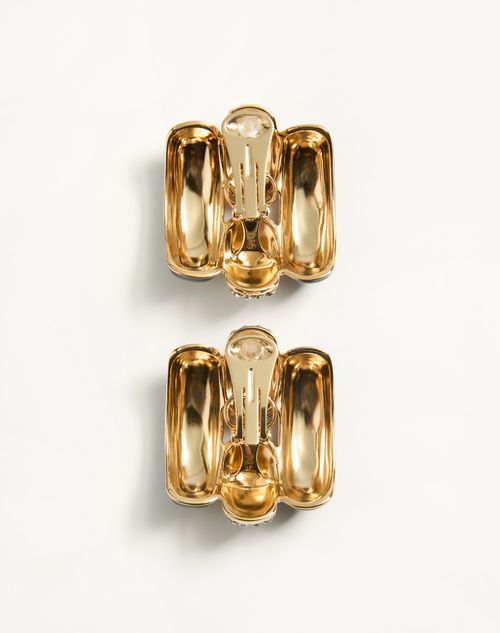 Valentino Garavani - Pas Plus Metal, Enamel And Swarovski® Crystal Earrings - Black/gold - Woman - Fashion Jewelry
