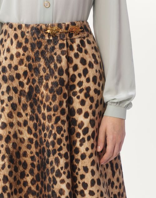 Wool Cloth Skirt In Jaguar Spots Print for Woman in Animal Wool Cloth Skirt In Jaguar Spots Print for Woman in Animal