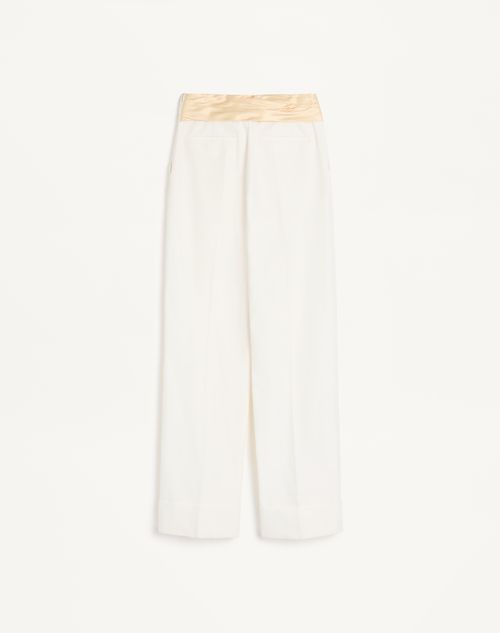 Valentino - Diagonal Cotton Linen Pants - Ivory - Woman - Trousers And Shorts