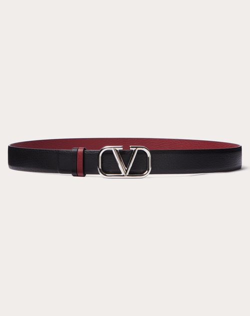Valentino Garavani Men's Reversible Leather Logo Belt - Marine Fondant - Size 42