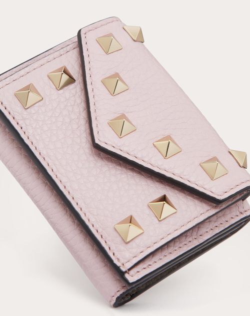 Valentino Garavani - Small Rockstud Grainy Calfskin Wallet - Water Lilac - Woman - Wallets And Small Leather Goods