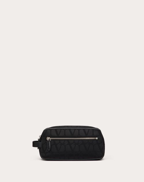 Valentino Garavani - Toile Iconographe Washbag In Technical Fabric With Leather Details - Black - Man - Clutches And Pouches