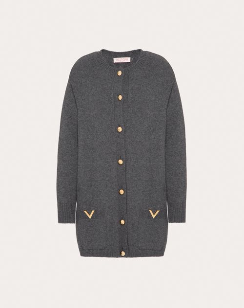 Valentino - Cardigan En Laine - Gris Foncé - Femme - Prêt-à-porter