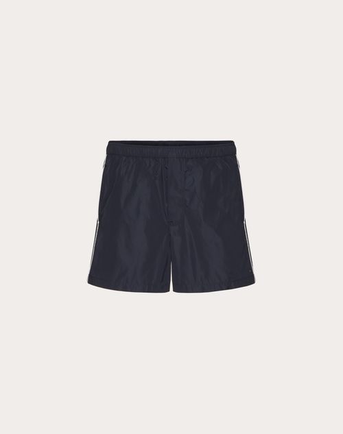 Valentino - Costume Da Bagno In Nylon Con Borchia - Navy - Uomo - Beachwear