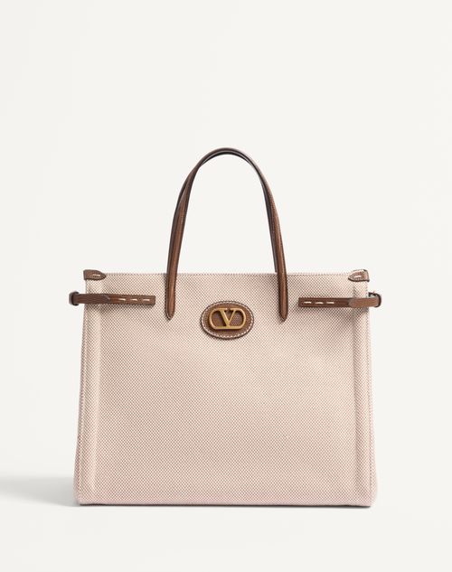 Valentino Garavani - Valentino Garavani Antibes Mittelgrosser Shopper Aus Canvas - Natur/tabak - Mann - Shopper