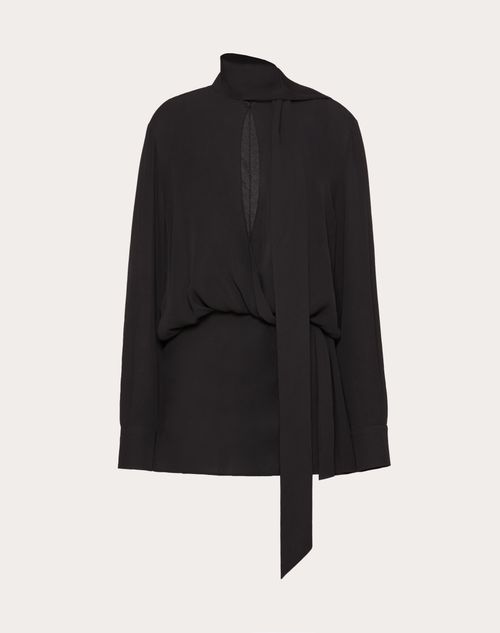Valentino - Short Georgette Dress - Black - Woman - Woman Ready To Wear Sale