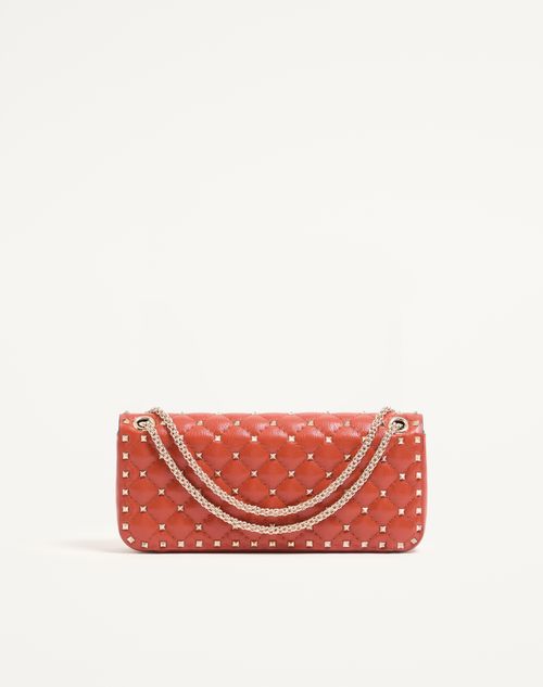 Valentino Garavani - Valentino Garavani Rockstud Spike Medium Shoulder Bag In Kidskin - Papavero - Woman - Shoulder Bags