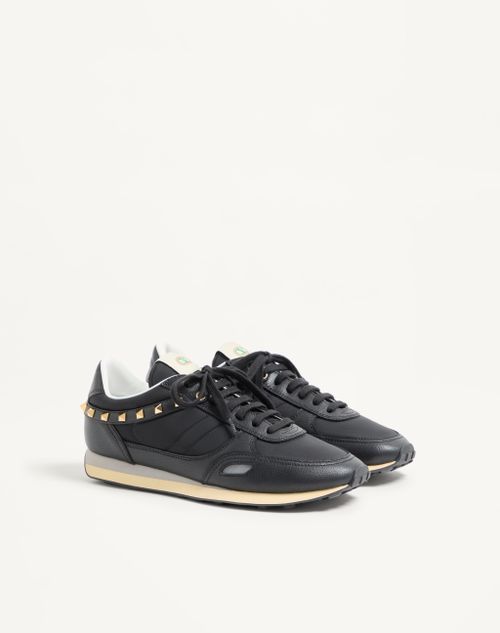 Valentino Garavani - Stud Up Sneaker In Leather And Nylon - Black - Man - Sneakers
