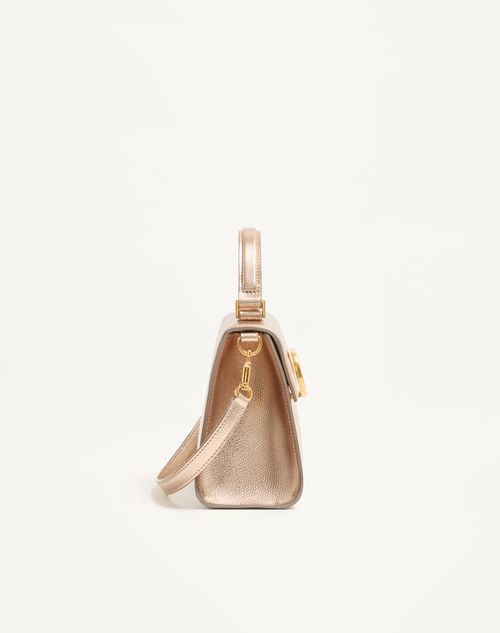 Valentino Garavani - Valentino Garavani Vsling Small Handbag In Laminated Grainy Calfskin - Champagne - Woman - Top Handle Bags