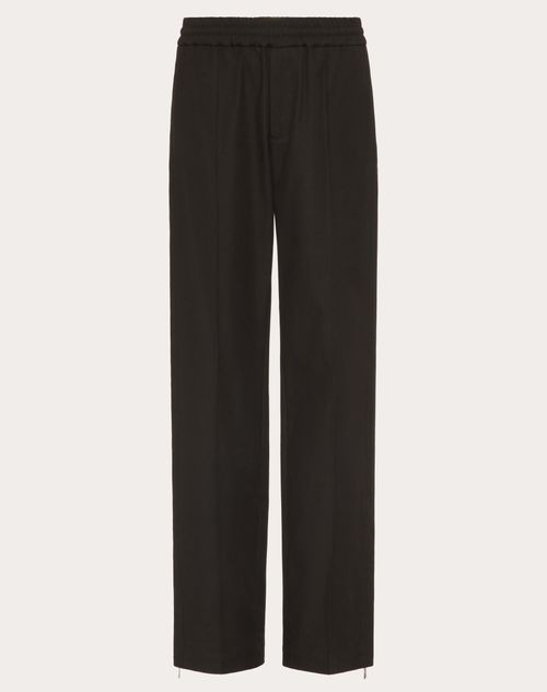 Valentino - Stretch Cotton Canvas Pants With Rubberized V Detail - Black - Man - Pants And Shorts